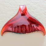 Glass Lampwork Pendant - Whale Tail 63MM RED MULTI