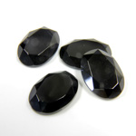 Gemstone Flat Back Stone with Faceted Top and Table - Oval 14x10MM BLACK ONYX