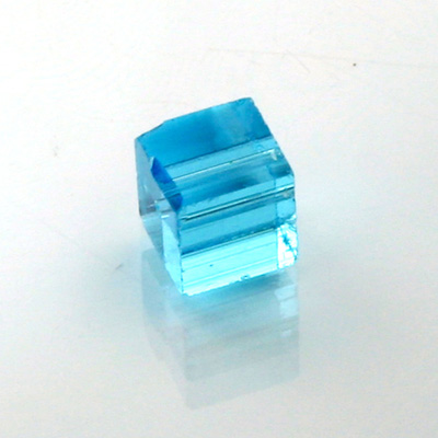 Chinese Cut Crystal Bead 18 Facet - Cube 06x6MM AQUA