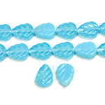 Czech Pressed Glass Engraved Bead - Leaf 10x8MM OPAL TURQUOISE