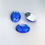 Plastic Flat Back 2-Hole Foiled Sew-On Stone - Oval 18x13MM SAPPHIRE