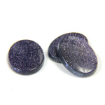 Man-made Gemstone Flat Back Single Bevel Buff Top -  Oval 18x13MM BLUE GOLDSTONE