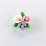 Ceramic Flat Back Flower - Rose Cluster 3x8MM MULTI COLOR