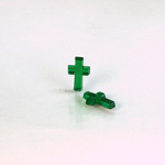 German Glass Flat Back Foiled Mirror - Cross 10x6MM EMERALD