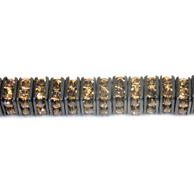 Czech Rhinestone Rondelle - Square 04.5MM LT COLORADO TOPAZ-BLACK