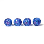 Czech Glass Lampwork Bead - Smooth Round 08MM Flower ON SAPPHIRE