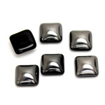 Glass Low Dome Cabochon - Square Antique 10x10MM Metallic Coated HEMATITE