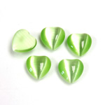 Fiber-Optic Cabochon - Heart 10MM CAT'S EYE LT GREEN