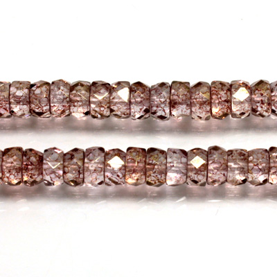 Czech Glass Fire Polished Bead - Rondelle 06x3MM LUMI COAT ROSE
