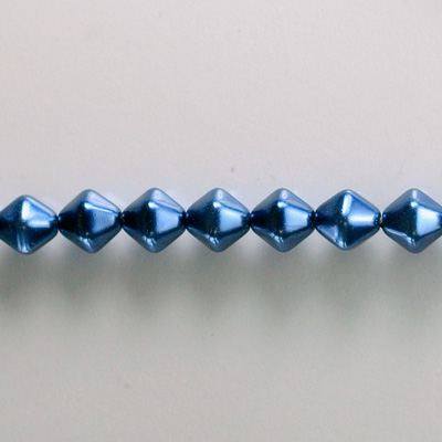 Czech Glass Pearl Bead - Hex/Lantern 06MM NAVY 70467