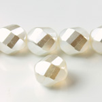 Czech Glass Fire Polished Bead - Twisted 14MM PEARL WHITE CRYSTAL