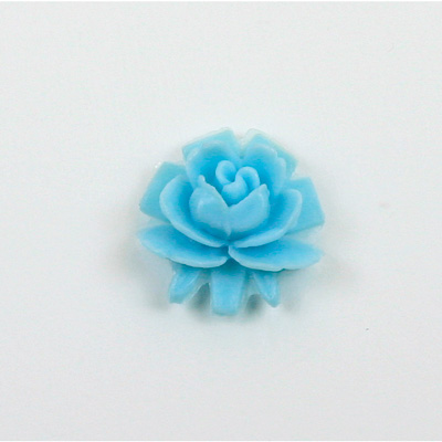 Plastic Carved No-Hole Flower - Rose 18MM TURQUOISE