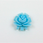 Plastic Carved No-Hole Flower - Rose 18MM TURQUOISE