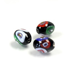 Glass Lampwork Bead - Oval Smooth 12x8MM VENETIAN BLACK