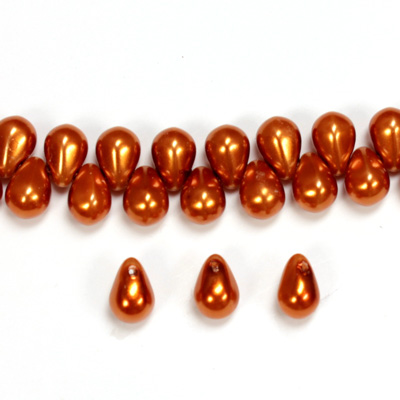 Glass Pendant Pearl Drop 8x6MM PUMPKIN
