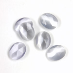 Fiber-Optic Flat Back Cabochon - Rauten Rose Oval 10x8MM CAT'S EYE LT GREY