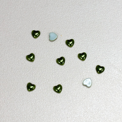 Glass Medium Dome Cabochon Pearl Spray Finish - Heart 04x4MM HUNTER GREEN