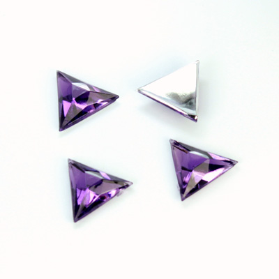 Plastic Flat Back Foiled Rose Cut Rhinestone - Triangle 13x13MM AMETHYST