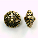 Metalized Plastic Engraved Bead - Round 16MM ANT GOLD
