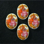 German Plastic Porcelain Decal Painting - Rococo (Scene 1) Oval 25x18MM ON CHALKWHITE BASE