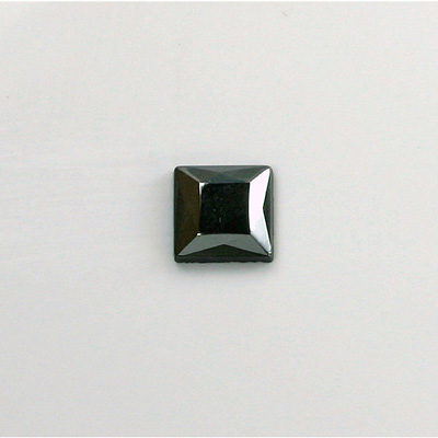 Czech Glass Flat Back Rose Cut Stone - Square 08x8MM HEMATITE Metallic Coated