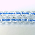 Czech Glass Fire Polish Bead - Round 08MM CRYSTAL BLUE LINE