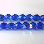 Czech Glass Fire Polish Bead - Round 08MM SAPPHIRE AB
