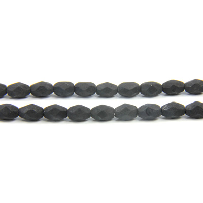Czech Glass Fire Polish Bead - Oval 06x4MM MATTE JET