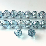 Czech Glass Fire Polished Bead - Fancy Cut Flower 08MM LUMI COATED BLUE