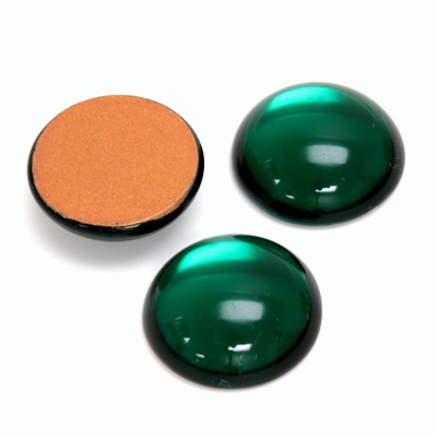 Glass Medium Dome Foiled Cabochon - Round 18MM EMERALD