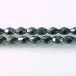 Czech Glass Fire Polish Bead - Oval 07x5MM HEMATITE