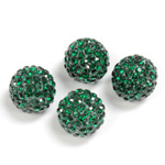 Rhinestone Bead Pave with 1.8MM Hole Metal Base Round 12MM EMERALD