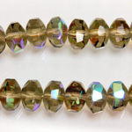 Czech Glass Fire Polished Bead - Rondelle Disc 8x6MM BLACK DIAMOND AB