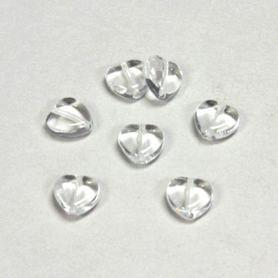 Czech Pressed Glass Bead - Smooth Heart 08x8MM CRYSTAL