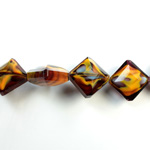 Chinese Cut Crystal Millefiori Bead - Diamond 16MM DK BROWN