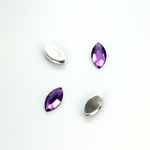 Plastic Flat Back Foiled Rose Cut Rhinestone - Navette 10x5MM AMETHYST