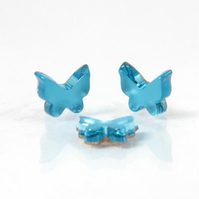 German Glass Flat Back Foiled Mirror - Butterfly 9MM MATTE AQUA