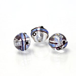 Czech Glass Lampwork Bead - Round 10MM ART DECO SAPPHIRE with SILVER FOIL