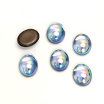 Glass Medium Dome Foiled Cabochon - Coated Oval 10x8MM LT SAPPHIRE AB