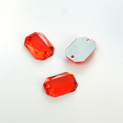 Plastic Flat Back 2-Hole Foiled Sew-On Stone - Cushion Octagon 14x10MM HYACINTH