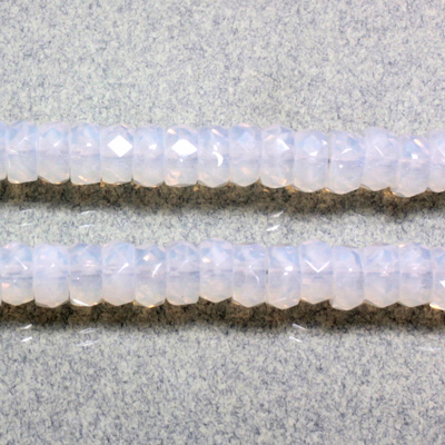 Czech Glass Fire Polished Bead - Rondelle 06x3MM WHITE OPAL