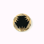 Glass Flat Back Engraved Intaglio - Round 18MM GOLD on JET