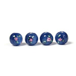 Czech Glass Lampwork Bead - Smooth Round 08MM Flower PINK ON DARK BLUE (00056)