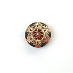 Glass Flat Back Mosaic Hand Painted Stone Round 14MM GOLD & JET on RED