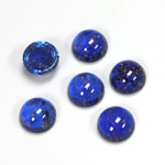 Glass Medium Dome Lampwork Cabochon - Round 09MM GOLD FLECK SAPPHIRE (05054)