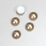 Glass Medium Dome Cabochon Pearl Spray Finish - Round 10MM LT BROWN