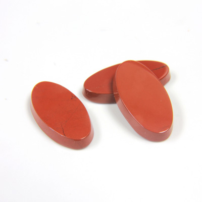 Gemstone Flat Back Single Bevel Buff Top Stone - Oval 18x9MM RED JASPER
