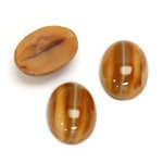 Glass Medium Dome Lampwork Cabochon - Oval 18x13MM BROWN CAT'S EYE
