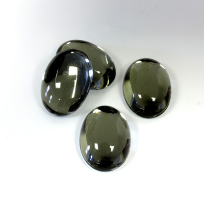 Plastic Flat Back Foiled Cabochon - Oval 14x10MM BLACK DIAMOND