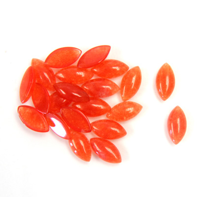 Gemstone Flat Back Cabochon - Navette 08x4MM QUARTZ DYED #44 RED